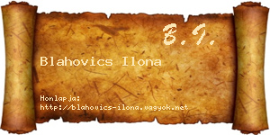 Blahovics Ilona névjegykártya